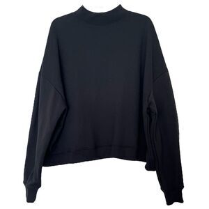 Priory Mock Neck Sweatshirt Women’s Medium Large Tomie Crew Black Terry Cotton